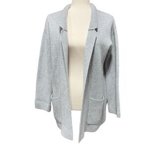 Soft Surroundings Wool Blend Gray Open Cardigan Small Notch Collar Thick Classic